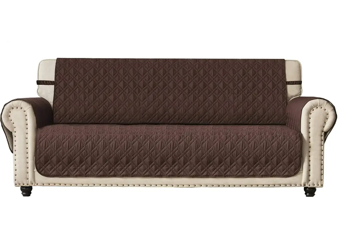 Ameritex Couch Sofa Slipcover 100% Waterproof Nonslip Quilted Furniture Protector Slipcover for Dogs, Children, Pets Sofa Slipcover Machine Washable (Chocolate, 68")